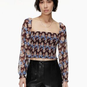 Aritzia Saga Blouse, Black/Birch, S